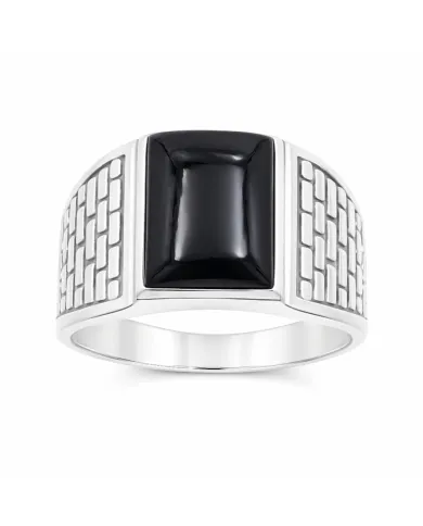 Black Onyx Men's Ring - Handmade 925 Sterling Silver Gemstone Jewelry