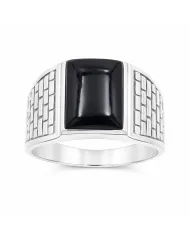 Black Onyx Men's Ring - Handmade 925 Sterling Silver Gemstone Jewelry