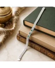925 Sterling Silver Emerald & Swarovski Crystal Chain Bracelet