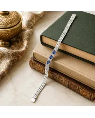 925 Sterling Silver Blue Sapphire & Swarovski Crystal Chain Bracelet
