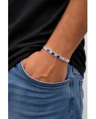 925 Sterling Silver Blue Sapphire & Swarovski Crystal Chain Bracelet