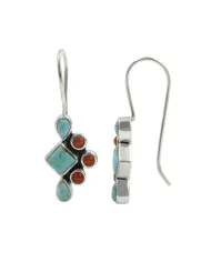 Arizona Turquoise & Coral Earrings | 925 Sterling Silver Jewelry