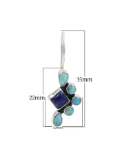 Arizona Turquoise, Lapis Lazuli Dangle Earrings - 925 Sterling Silver