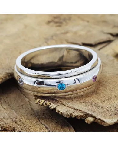 7 Chakra Spinner Ring – 925 Silver Fidget, Meditation & Anxiety Jewelry