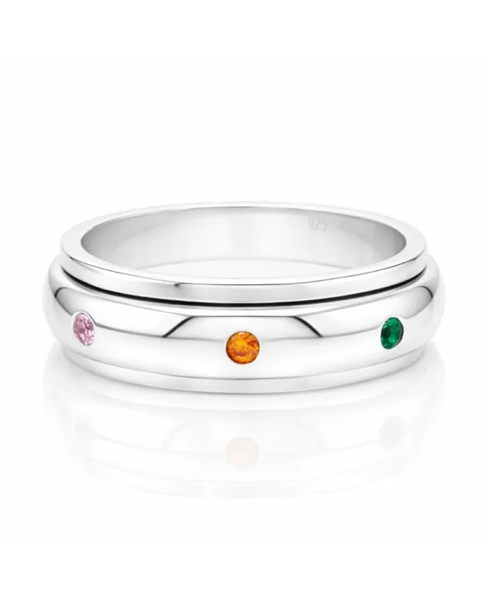 7 Chakra Spinner Ring – 925 Silver Fidget, Meditation & Anxiety Jewelry