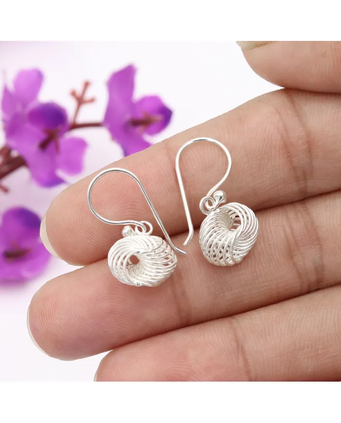 925 Sterling Silver Spiral Drop Earrings - Handmade Jewelry