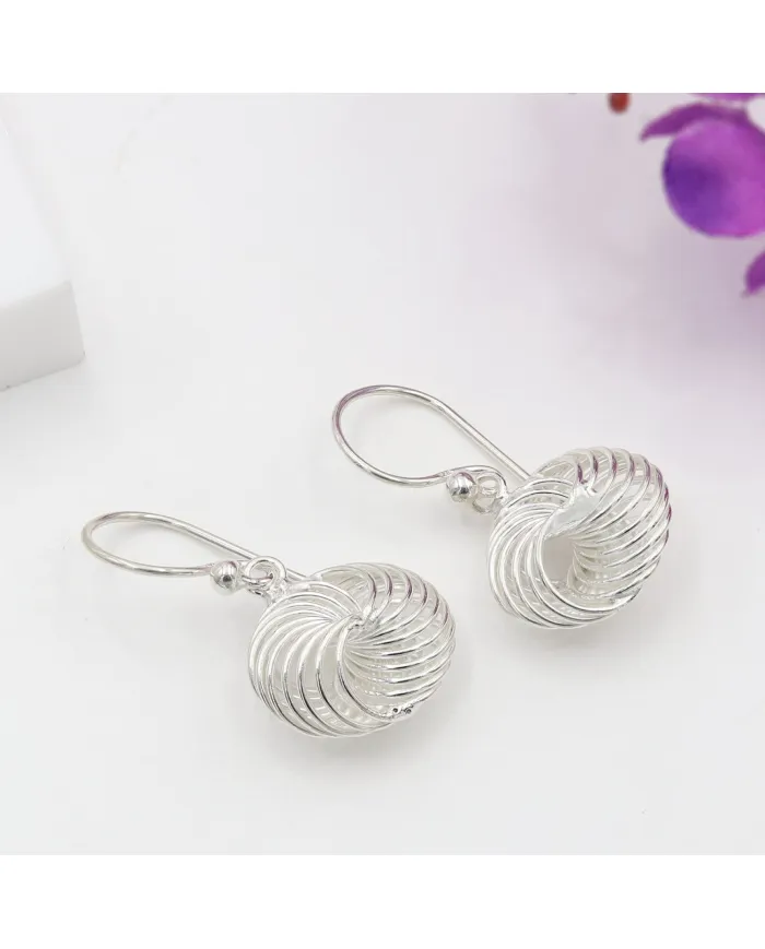 925 Sterling Silver Spiral Drop Earrings - Handmade Jewelry