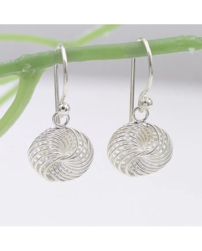 925 Sterling Silver Spiral Drop Earrings - Handmade Jewelry