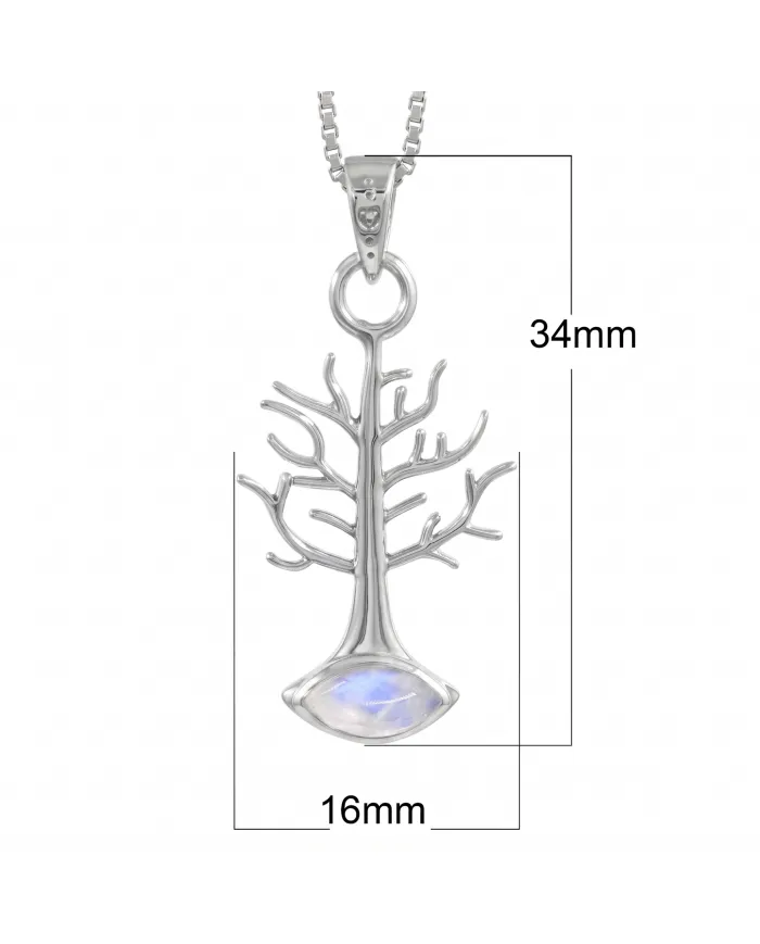 Moonstone Tree of Life Pendant Necklace | 925 Sterling Silver Jewelry