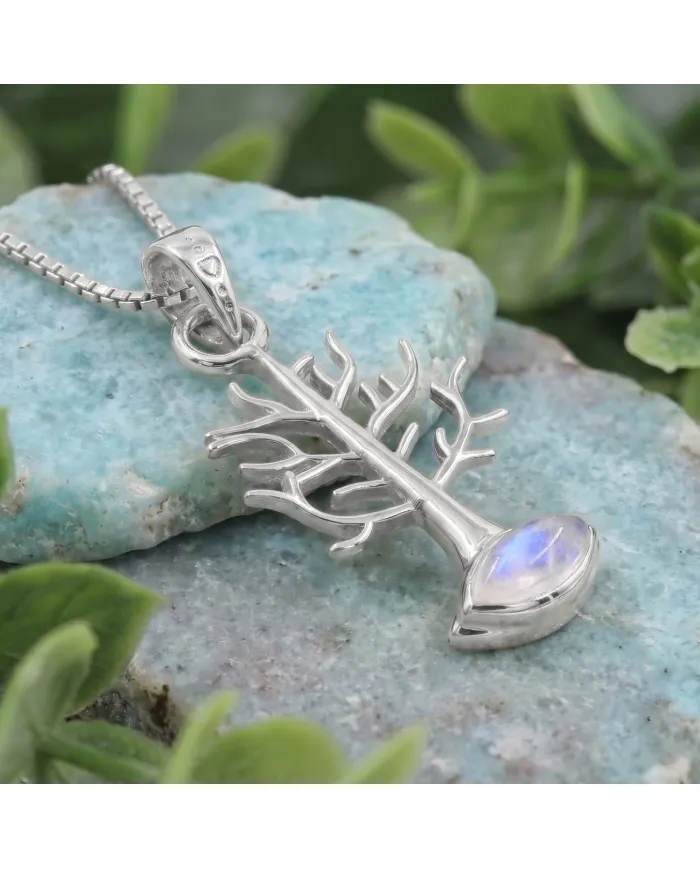 Moonstone Tree of Life Pendant Necklace | 925 Sterling Silver Jewelry