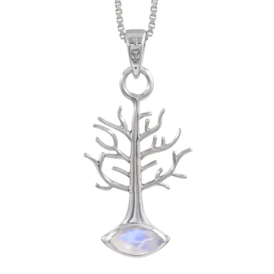 Moonstone Tree of Life Pendant Necklace | 925 Sterling Silver Jewelry