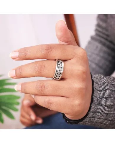 Swarovski Crystal Sterling Silver Ring, Spinner Ring, Anxiety Ring, Meditation Ring, Yoga Ring, Fidget Ring, Unisex Ring