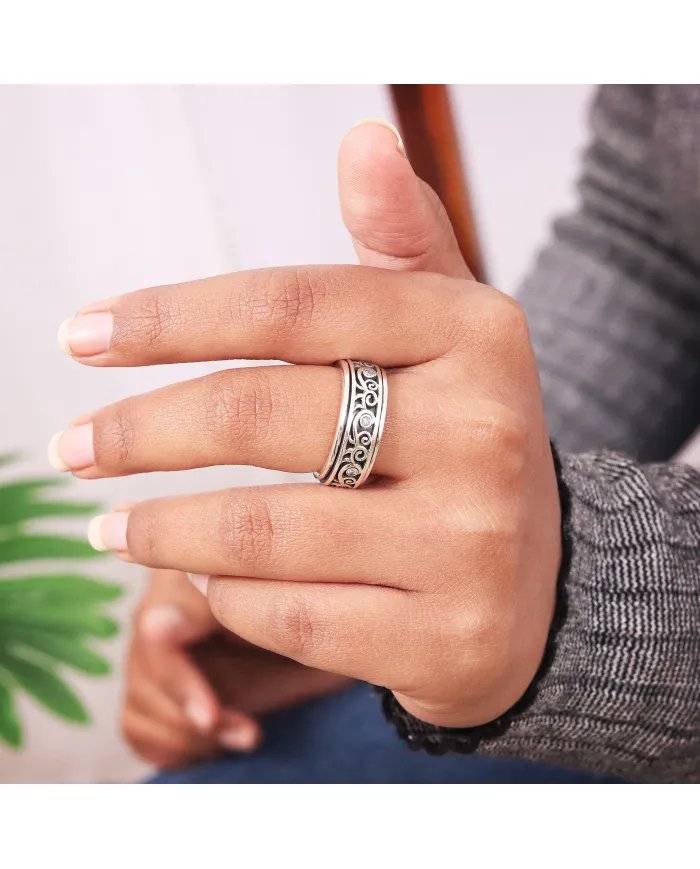 Swarovski Crystal Sterling Silver Ring, Spinner Ring, Anxiety Ring, Meditation Ring, Yoga Ring, Fidget Ring, Unisex Ring