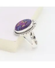 Purple Copper Turquoise Gemstone, Solid Sterling Silver Handmade Statement Ring For Women