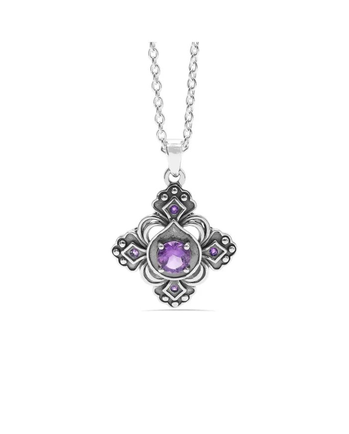 Amethyst Gemstone Handmade Sterling Silver Pendant Statement Necklace