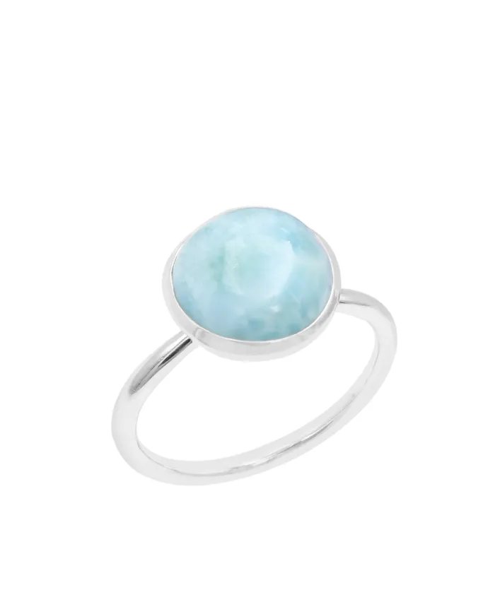 Larimar Gemstone, Solid Sterling Silver Handmade Statement Ring For Women