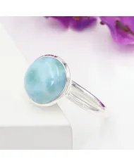 Larimar Gemstone, Solid Sterling Silver Handmade Statement Ring For Women