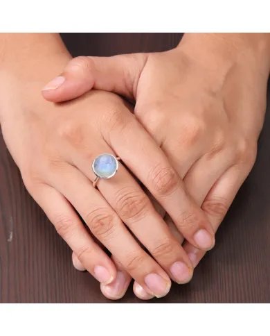 Rainbow Moonstone Ring - 925 Sterling Silver Handmade Gemstone Jewelry