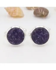 Lepidolite Sterling Silver Cufflinks for Men -Handcrafted Groomsmen Gift