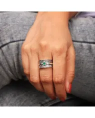 Emerald Spinner Ring | 925 Sterling Silver Filigree Fidget Band