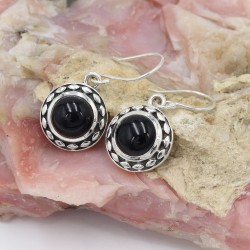 Black Onyx Earrings, Sterling Silver Earrings, Round Onyx Earrings, December Birthstone, Handmade Earrings, Beautiful Earrings