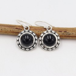 Black Onyx Earrings, Sterling Silver Earrings, Round Onyx Earrings, December Birthstone, Handmade Earrings, Beautiful Earrings