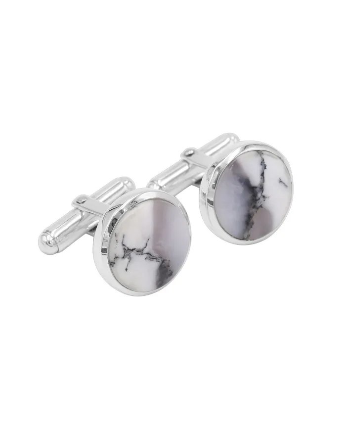 Dendritic Opal Men's Cufflinks - 925 Sterling Silver Men's Handmade Gift