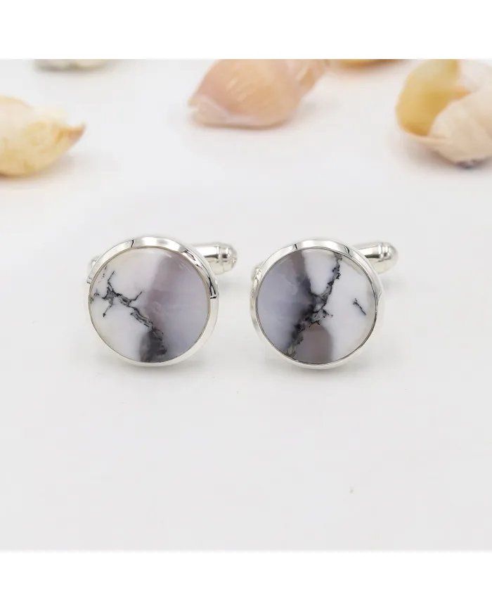 Dendritic Opal Men's Cufflinks - 925 Sterling Silver Men's Handmade Gift