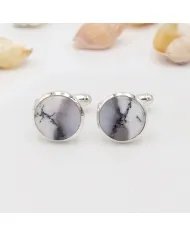 Dendritic Opal Men's Cufflinks - 925 Sterling Silver Men's Handmade Gift