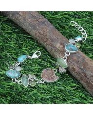 Ammonite Bracelets, 925 Solid Silver Bracelet, Turquoise and Pyrite Bracelets, Gemstone Statement Bracelets, Bohemian Bracelet.
