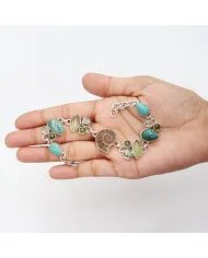 Ammonite Bracelets, 925 Solid Silver Bracelet, Turquoise and Pyrite Bracelets, Gemstone Statement Bracelets, Bohemian Bracelet.