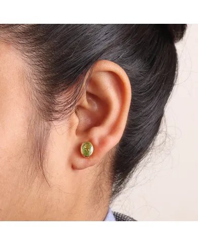 Peridot Stud Earrings - Gold Plated 925 silver Birthstone Jewelry