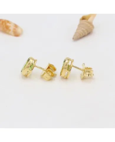 Peridot Stud Earrings - Gold Plated 925 silver Birthstone Jewelry