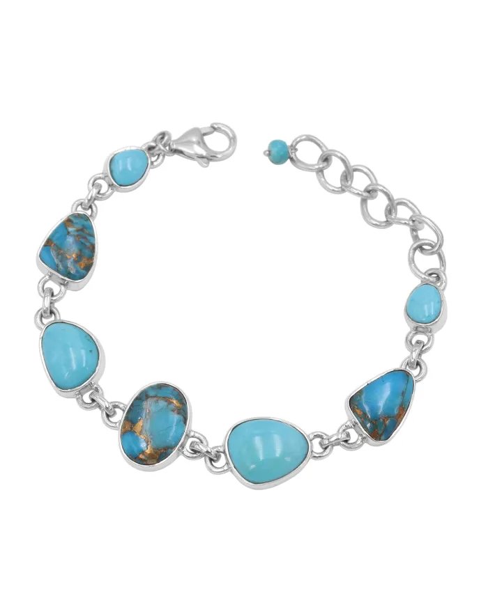 Arizona Turquoise Bracelet, Sterling Silver Bracelet, Blue Copper Turquoise, Women's Bracelet, Handmade Bracelet