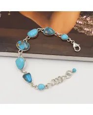 Arizona Turquoise Bracelet, Sterling Silver Bracelet, Blue Copper Turquoise, Women's Bracelet, Handmade Bracelet