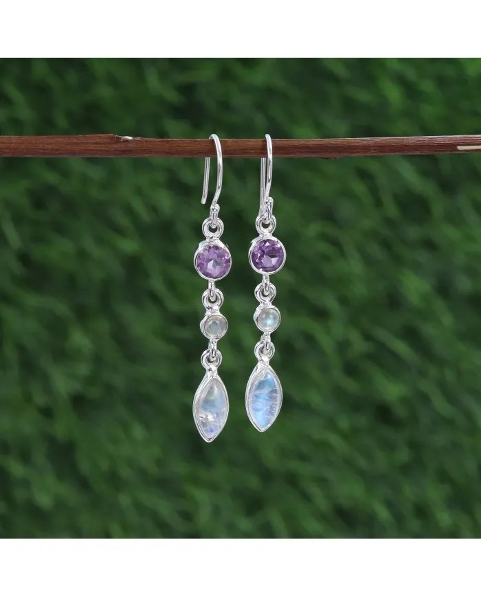 Amethyst Earrings, 925 Sterling Silver, Handmade Drop Earrings, Birthstone Earrings for women