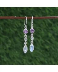 Amethyst Earrings, 925 Sterling Silver, Handmade Drop Earrings, Birthstone Earrings for women
