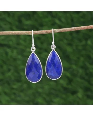 Lapis Lazuli Earrings, Silver Earrings, Purple Copper Earrings, Ear Wire Earrings, Teardrop Earrings for Women