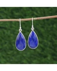 Lapis Lazuli Earrings, Silver Earrings, Purple Copper Earrings, Ear Wire Earrings, Teardrop Earrings for Women