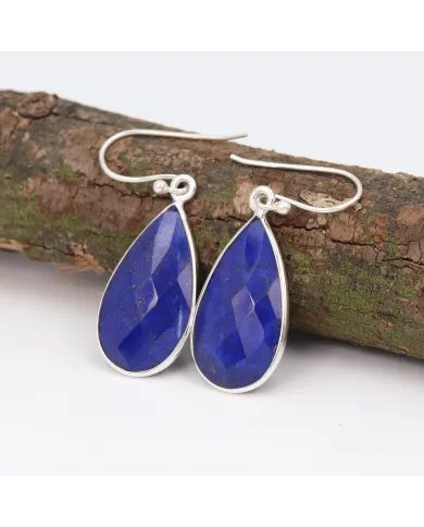 Lapis Lazuli Earrings, Silver Earrings, Purple Copper Earrings, Ear Wire Earrings, Teardrop Earrings for Women