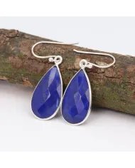 Lapis Lazuli Earrings, Silver Earrings, Purple Copper Earrings, Ear Wire Earrings, Teardrop Earrings for Women