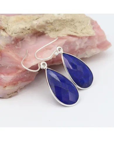Lapis Lazuli Earrings, Silver Earrings, Purple Copper Earrings, Ear Wire Earrings, Teardrop Earrings for Women