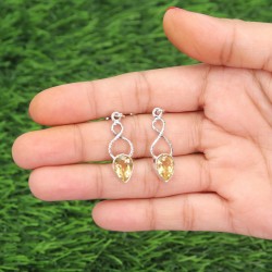 Citrine Earrings, Sterling Silver Earrings, Teardrop Dangle Earrings, November Birthstone, Yellow Earrings, Ear Wire Earrings