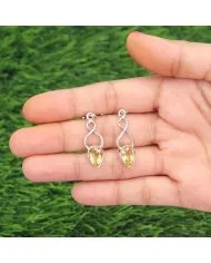 Citrine Dangle Earrings - Handmade 925 Sterling Silver Gemstone Jewelry