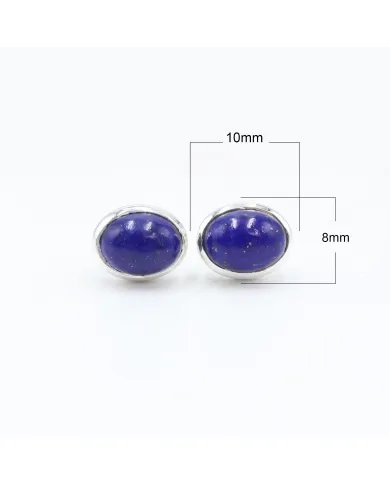 Natural Lapis Lazuli, Sterling Silver Studs, Gemstone Stud Earrings, Handmade Earrings, Minimalist Studs for Women