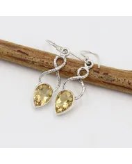Citrine Dangle Earrings - Handmade 925 Sterling Silver Gemstone Jewelry