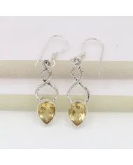 Citrine Dangle Earrings - Handmade 925 Sterling Silver Gemstone Jewelry