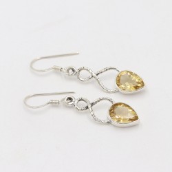 Citrine Earrings, Sterling Silver Earrings, Teardrop Dangle Earrings, November Birthstone, Yellow Earrings, Ear Wire Earrings