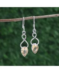 Citrine Dangle Earrings - Handmade 925 Sterling Silver Gemstone Jewelry