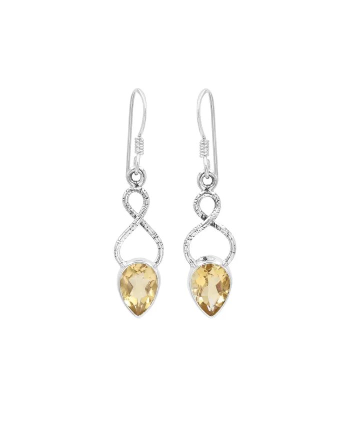 Citrine Dangle Earrings - Handmade 925 Sterling Silver Gemstone Jewelry